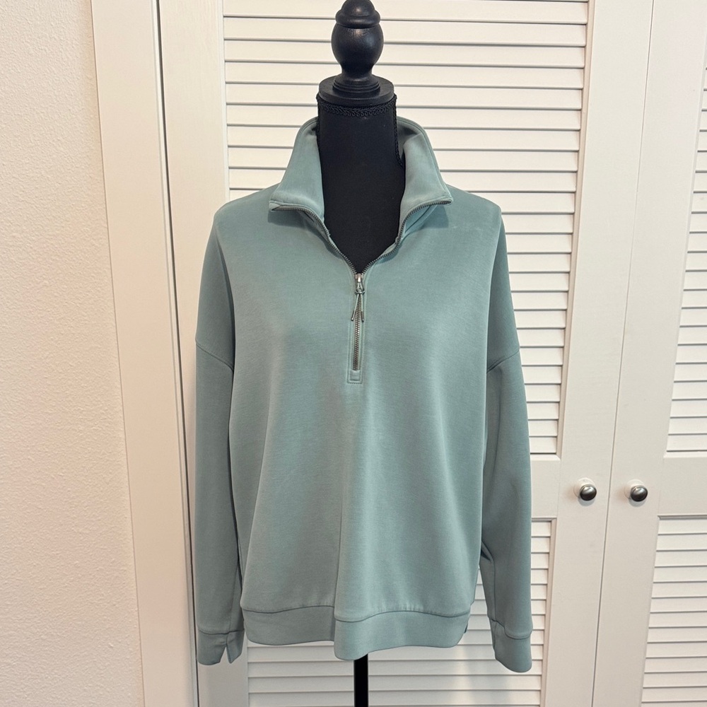 Cozy Half-Zip Turtleneck Sweater - Light Green